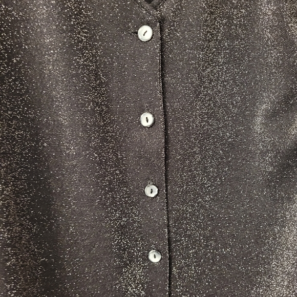 Vintage  Black and silver Metallic  Shimmer Festive Top Cardigan 4X - Picture 2 of 8